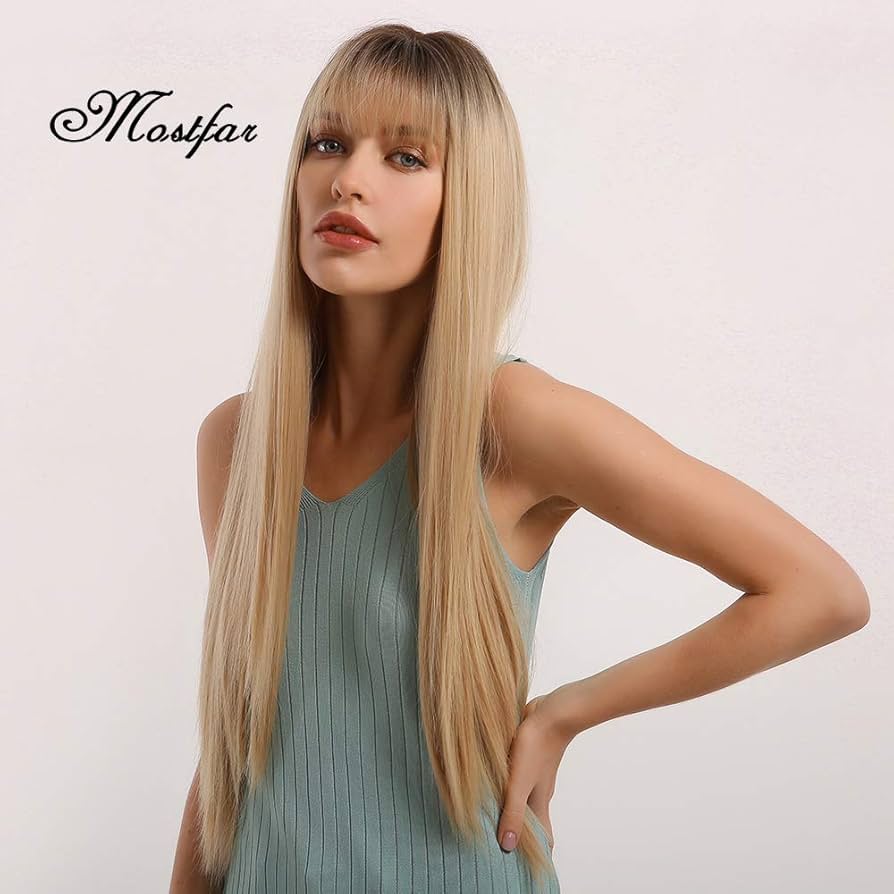 Amazon.co.jp: 新しいナチュラル ブロンド ロング ストレート ウィッグ